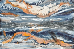Gletscherfluss (Mixed Media auf Papier: Aquarell, Collage, Acryl, 30 x 40 cm, 2009)