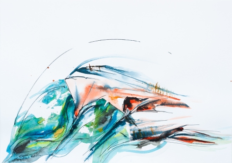 Flussblüten (Mixed Media auf Papier, 30 x 40 cm, 2014)