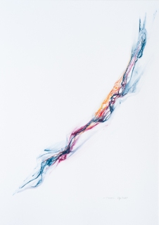 stromauf (Tuschestift auf Papier, 30 x 40 cm)