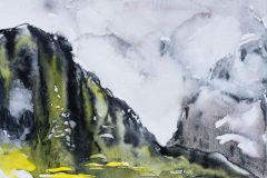Dolomiten in den Wolken (Aquarell, 2022)